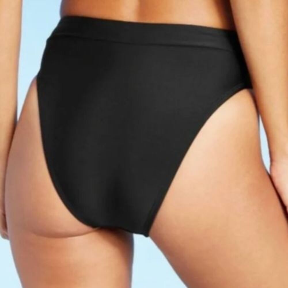 Xhilaration Women's Black High Rise High Cut Bikini Swim Bottoms Size XS